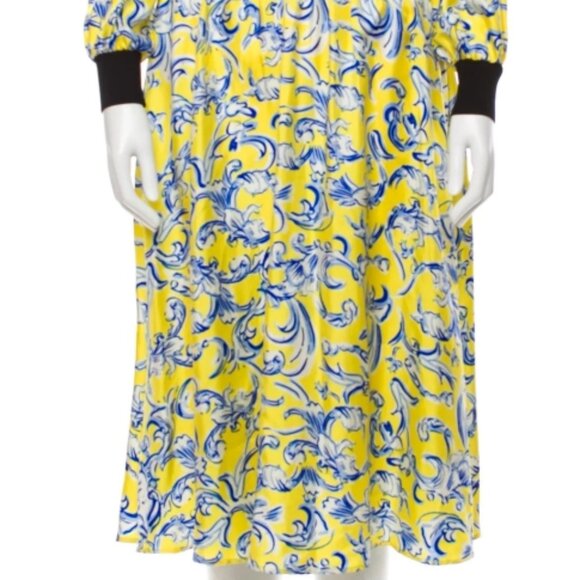 NWT TORY BURCH Rib-waist Dress in Yellow Swirl XS $598 - Picture 9 of 9